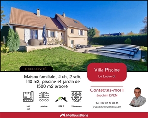 villa à la vente -   39210  LE LOUVEROT, surface 140 m2 vente villa - UBI462119006